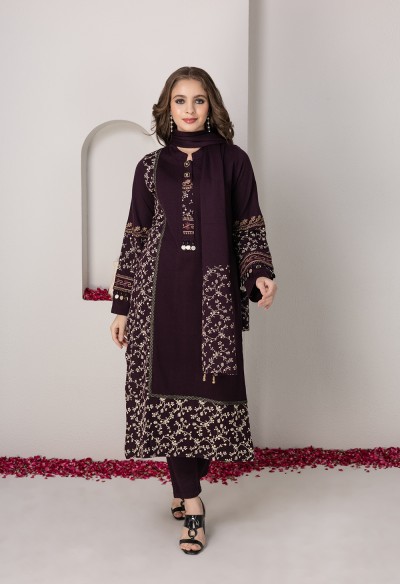 PURPLE KNITTED KURTA SET